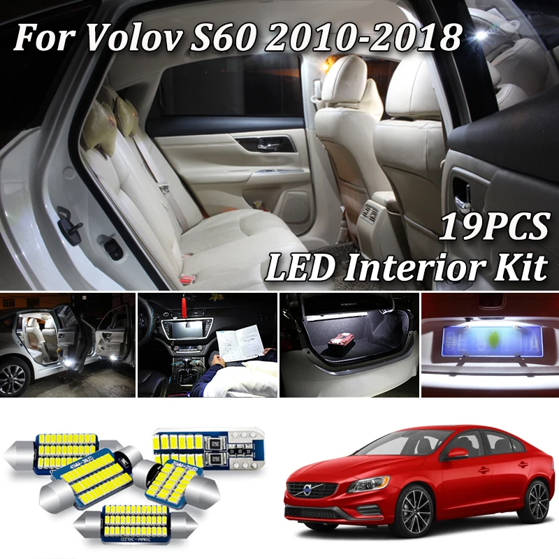 Комплект светодиодсветильник ламп Canbus для салона Volvo S60 134 седан 19 шт. без ошибок