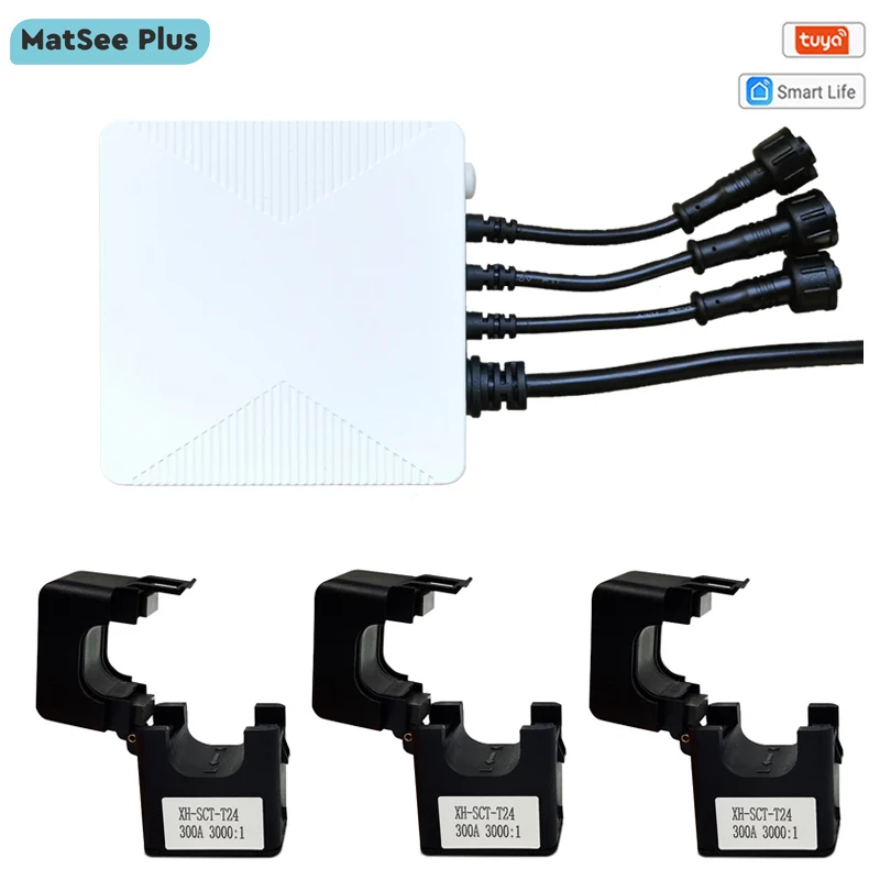 Tuya Smart Life 3 Phase WiFi Energy KWH Meter 80A 300A Power Clamp Current Transformer App