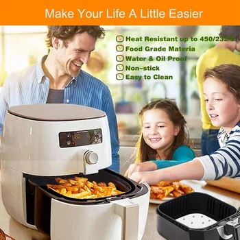 

Air Fryer Liners, Set of 200, 7.5 Inch Square Air Fryer Liners/Bamboo Steaming Paper/Parchment Paper Sheets