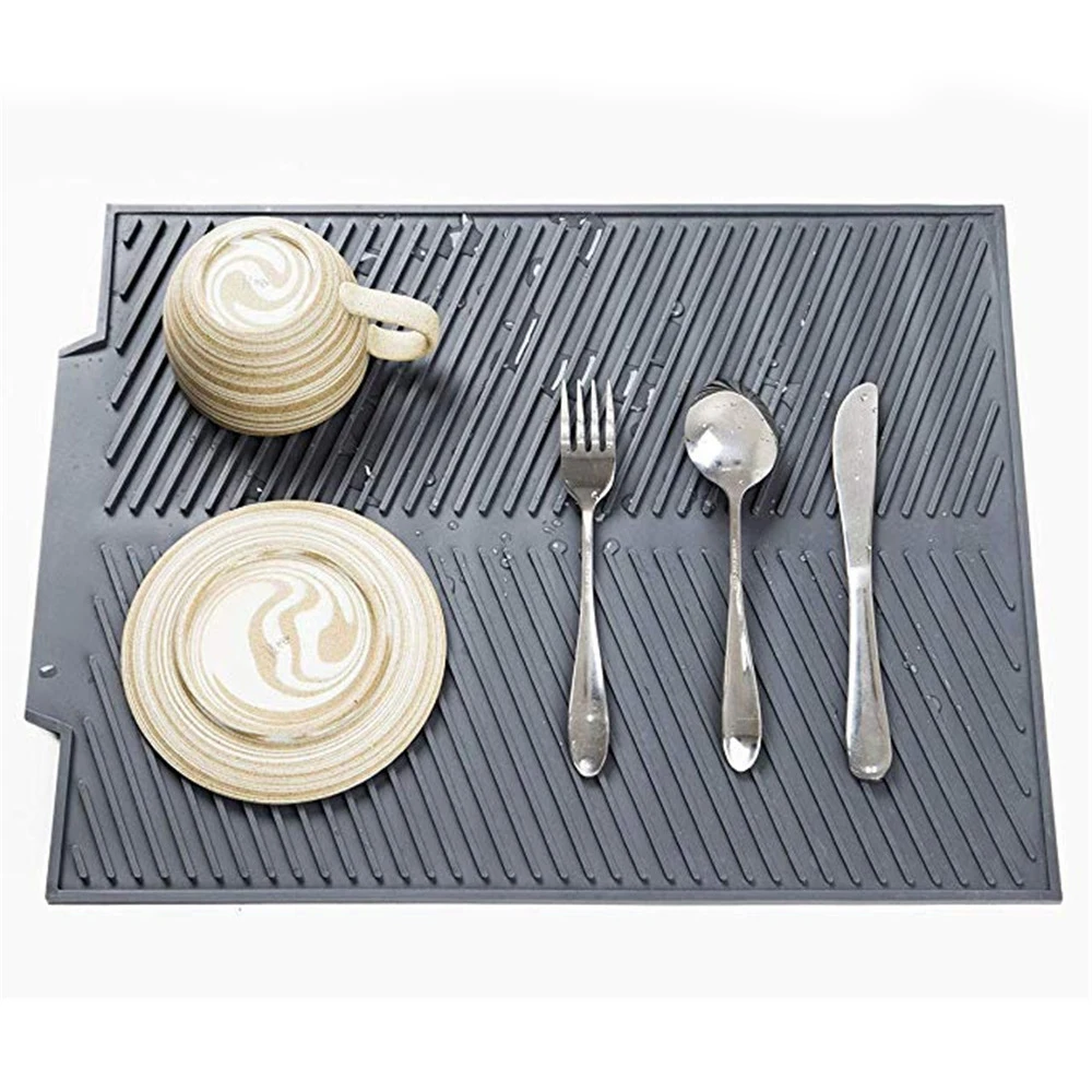 

Silicone Large Dish Drying Mat Premium Draining Heat Resistant Placemat Pad Tableware Dishwaser Safe Pad Dinnerware Table