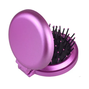 

Scalp Care Roumd Mini Portable With Mirror Cute Comb Massage Folding