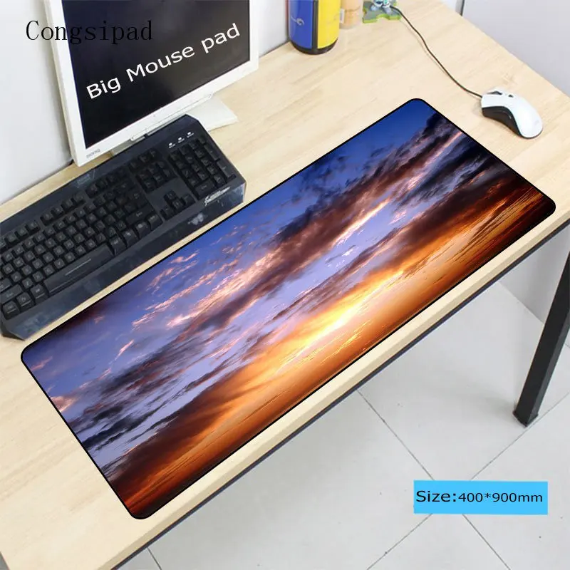 Congsipad Sky with Sunset Large Gaming Mouse Pad Gamer Locking Edge Keyboard Mouse Mat Gaming Mouse