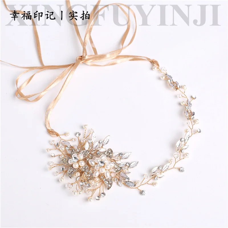

New Style Simple Europe And America-Bride Hair Band Hair Accessories Glorious Water Drill Head Rosette Bridesmaid Ring Marriage