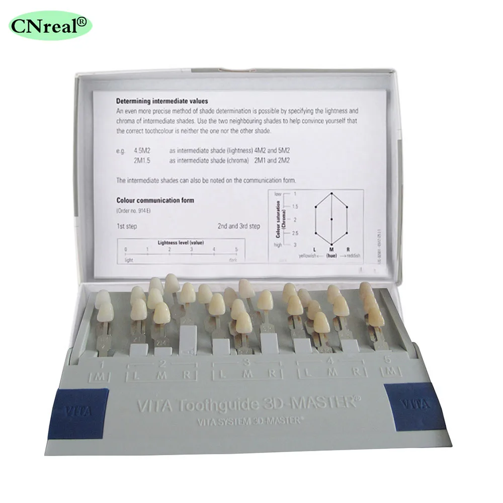 1 set Toothguide 29 Colors Shade Guide with Bleached Resin Shades 5