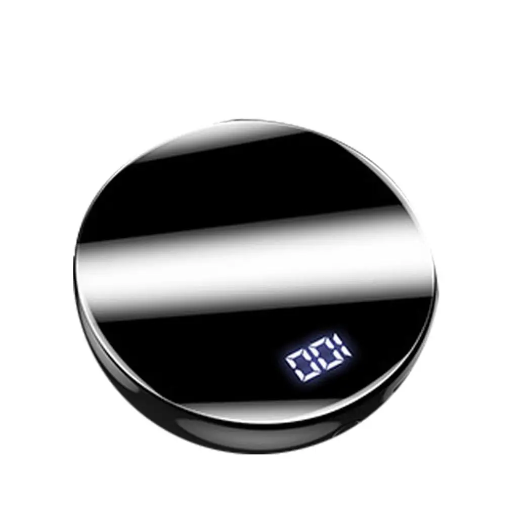 20000 мАч портативный мини банк питания Зеркало экран зарядное устройство Банк питания цифровой внешний аккумулятор повербанк для Xiaomi iPhone samsung - Цвет: black