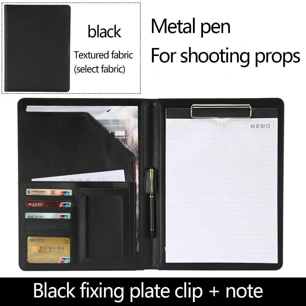

A4 Multifunctional Pu Leather Folder Business Document Pad With Note Protective Document Briefcase Storage Case Box Storage W9T7