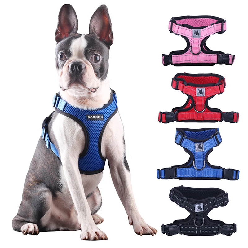 

Pet Dog Harness Vest Reflective Breathable Adjustable Dog Collar For Small Large Dog Vest Safe And Comfort Lead Walking Running