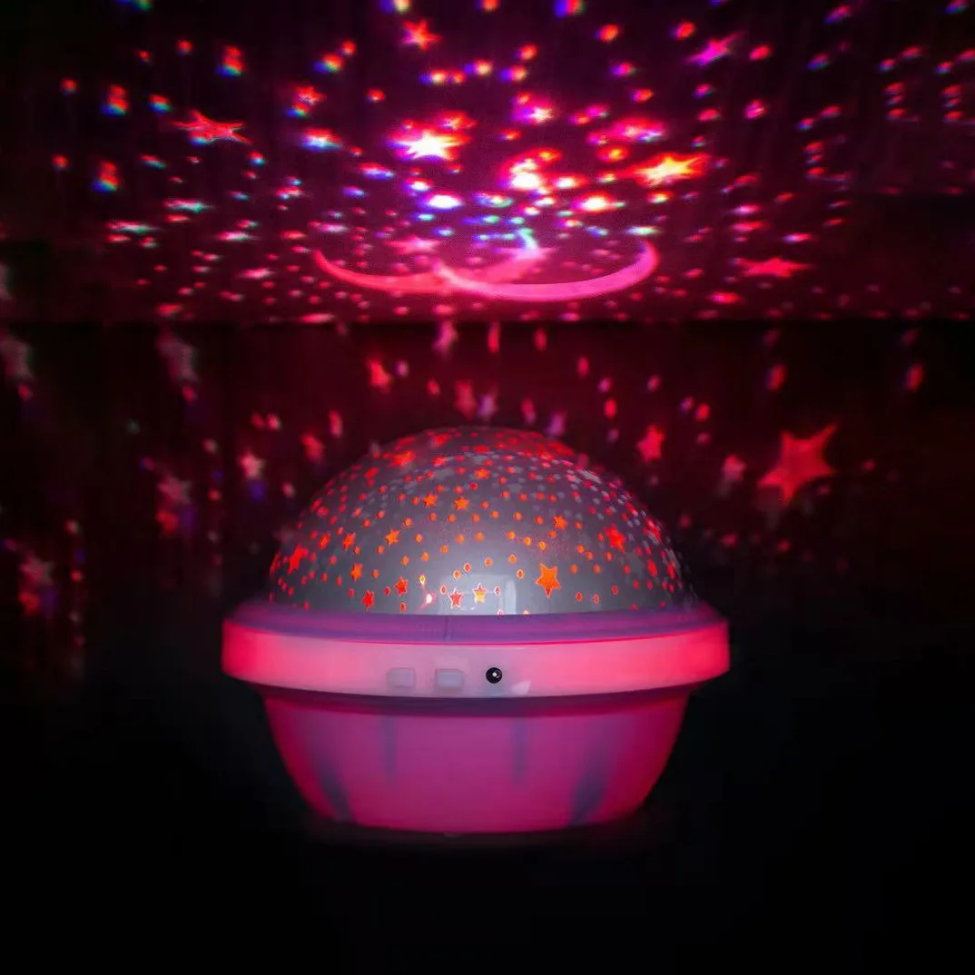 Colorful Led Night Ambient Light Starry Sky Projector Children\'s Bedroom Projection Rotating Stars Moon Romantic Bedside Lamp