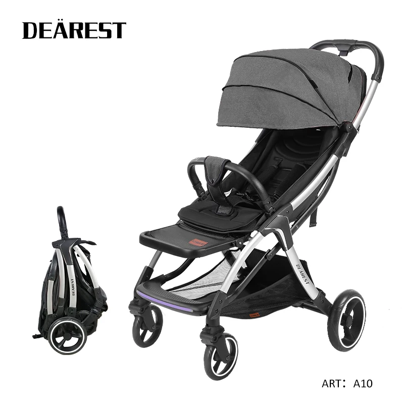 Dearest A10 Light Weight Baby Stroller pram 2 in 1 With 4 Big Wheels new born fast one hand fold EN1888 small fold size