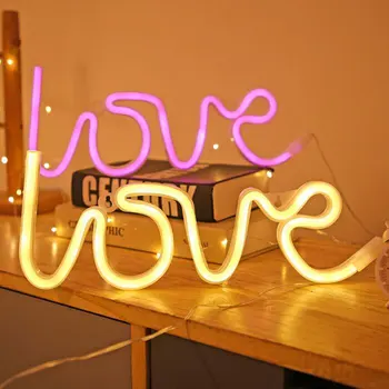 

Yello Pink LOVE letter led night light Battery USB dual-use Birthday Party Lamp Proposal confession decoration lights