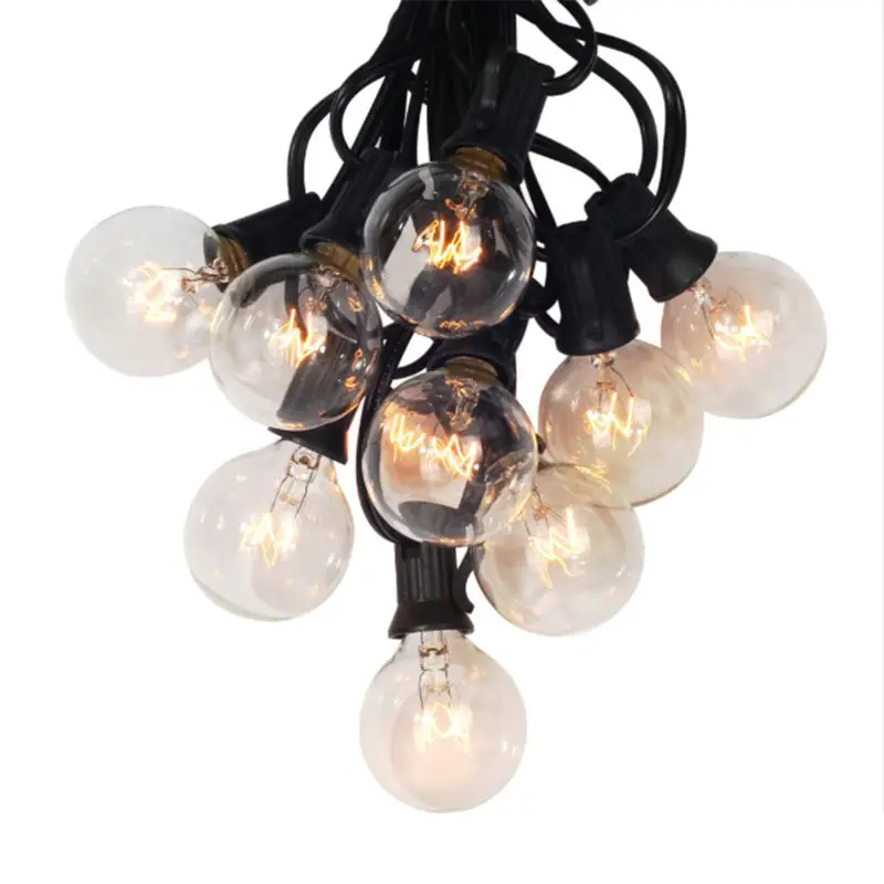 european plug, G40 Globe strings with 25 clear bulbs, 25Ft UL listed for indoor and outdoor decoration for garden, patio, party