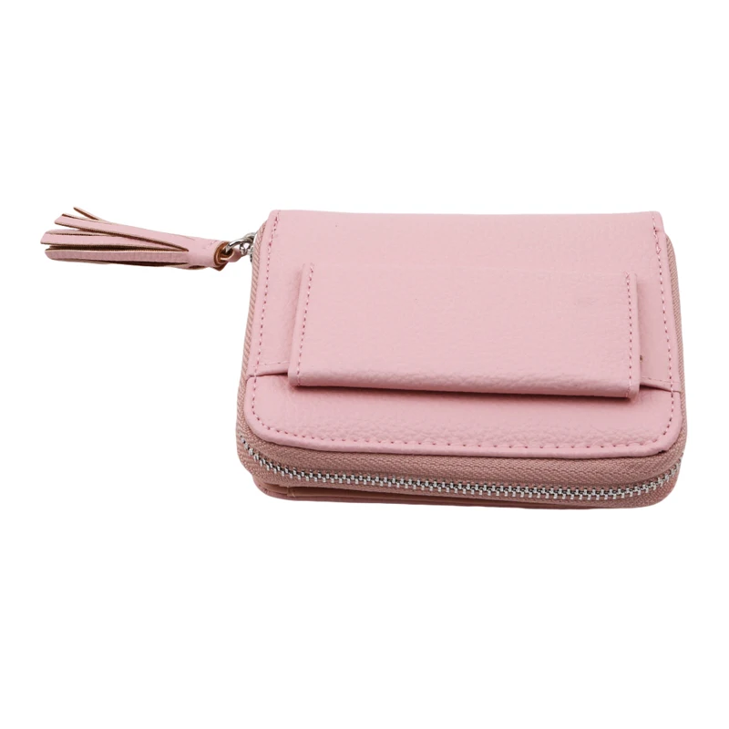 pink red Короткие женские кошельки, многофункциональный Дамский мини-кошелек, держатель для карт, портмоне, брендовый кошелек на застежке и молнии, 3 сложения, кошелек с ТАСС - Цвет: pink red