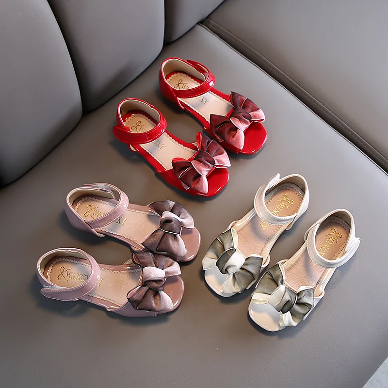 ULKNN 2020 Summer New Products Girls Bow Sandals Korean-style Little Girl Bright Skin Princess Sandals Wholesale