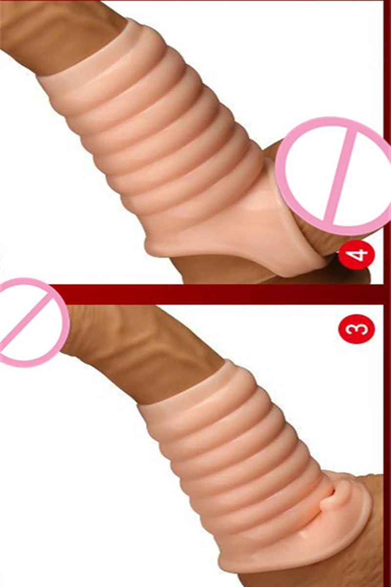 Threaded Male Penis Sleeve For Delayed Ejaculation Penis Enlargement Rings Extender Couples Flirting Adult Products Sex Shop image_2