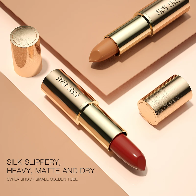 MYG matte lipstick high-grade metal tube long list water poof red gold purple lipstick lips makeup