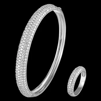 

Zlxgirl jewelry luruxy brand mirco zircon wedding bangle with ring bijoux sets women size bridal bracelet and bangle anel aneis