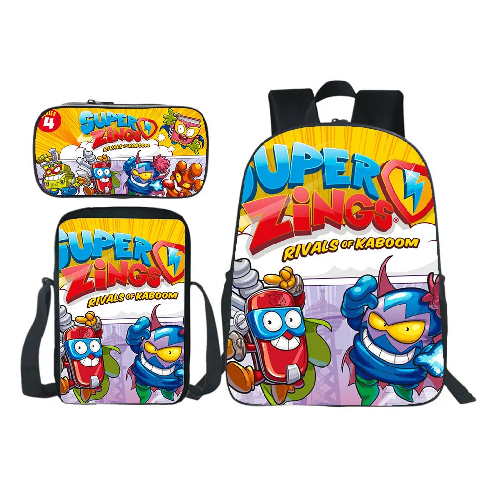 Super Things Backpack 3pcs Set(backpack+shouder Bag+pen Bag) Boy Girl School Bag Teens Bookbag Rucksack Gift NEW