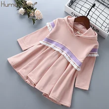 Humor Bear/Детские платья для девочек; коллекция года; осеннее Повседневное платье принцессы с капюшоном для девочек; хлопковые плиссированные платья для девочек; Детские платья в стиле пэчворк