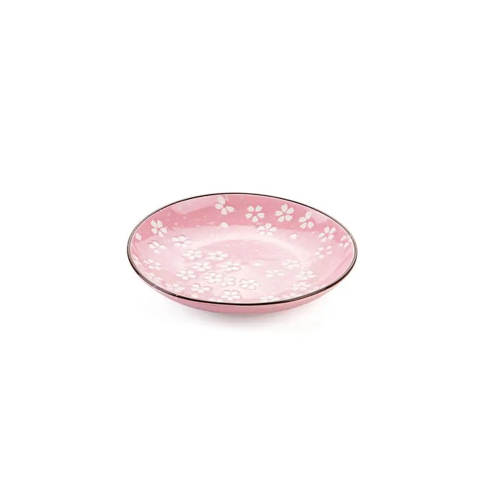 OTHERHOUSE сакура узор керамическая тарелка обеденные тарелки кухонная посуда фруктовый десерт торт блюда закуски суши стейк тарелка - Цвет: 6.5inch Pink