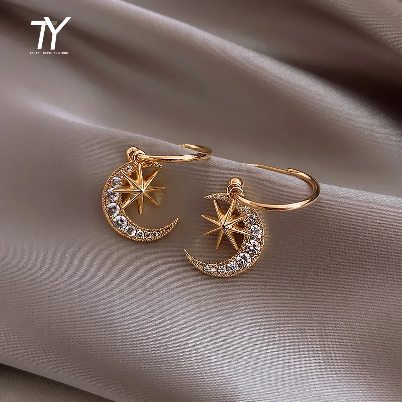 Новинка 2020 Классические Модные металлические серьги в виде звезды луны