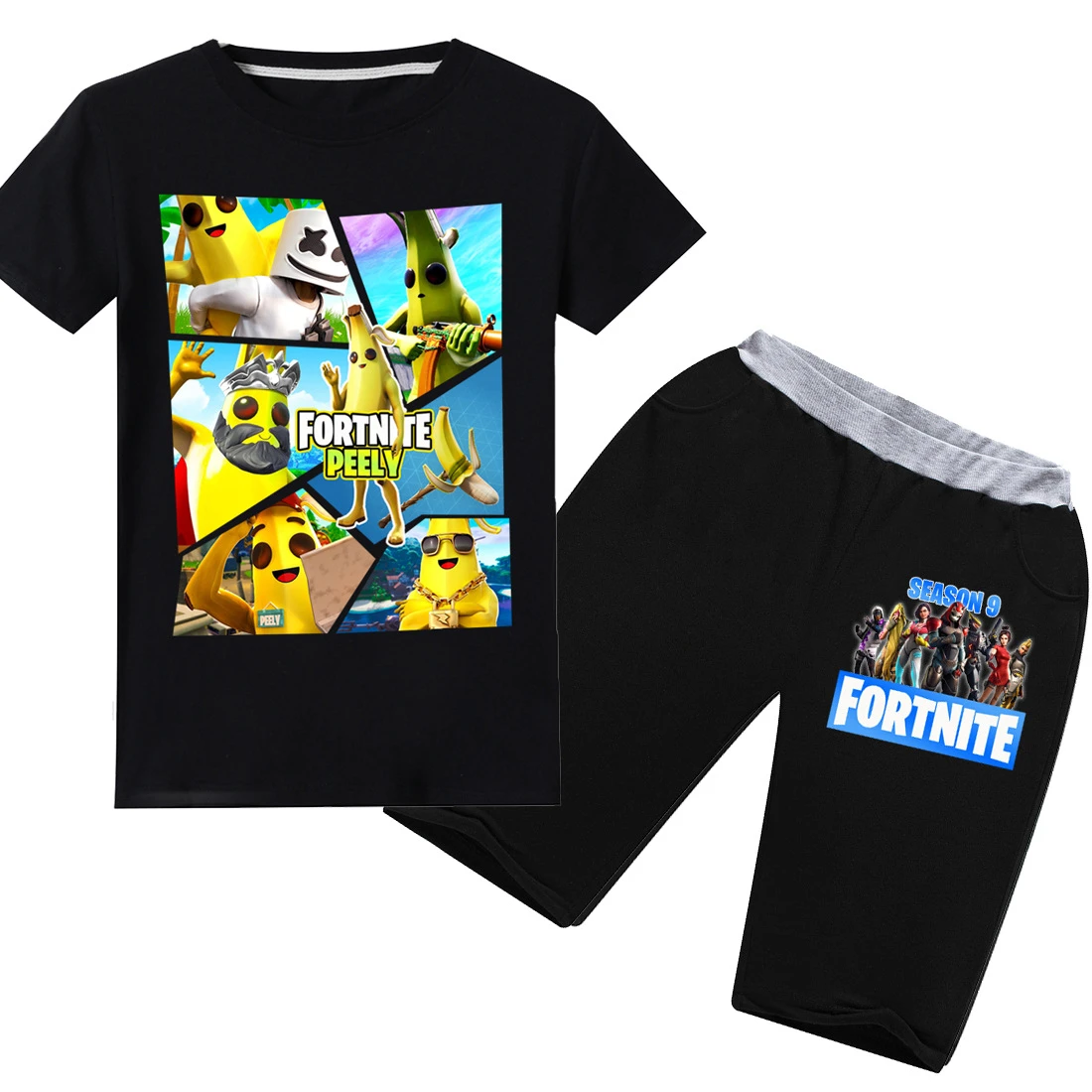 Camiseta de manga corta con patrón de plátano para hombre, camisa de  Fortnite 100% de algodón + Pantalones, traje informal, camiseta de dibujos  animados para niños, camiseta de alta calidad|Cine y TV| -