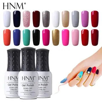 

HNM UV Gel Nail Polish 8ml LED Lacque Gel Polish Pure Colors Semi Permanent Gel Varnish Nail Base Top Coat Shp From UK