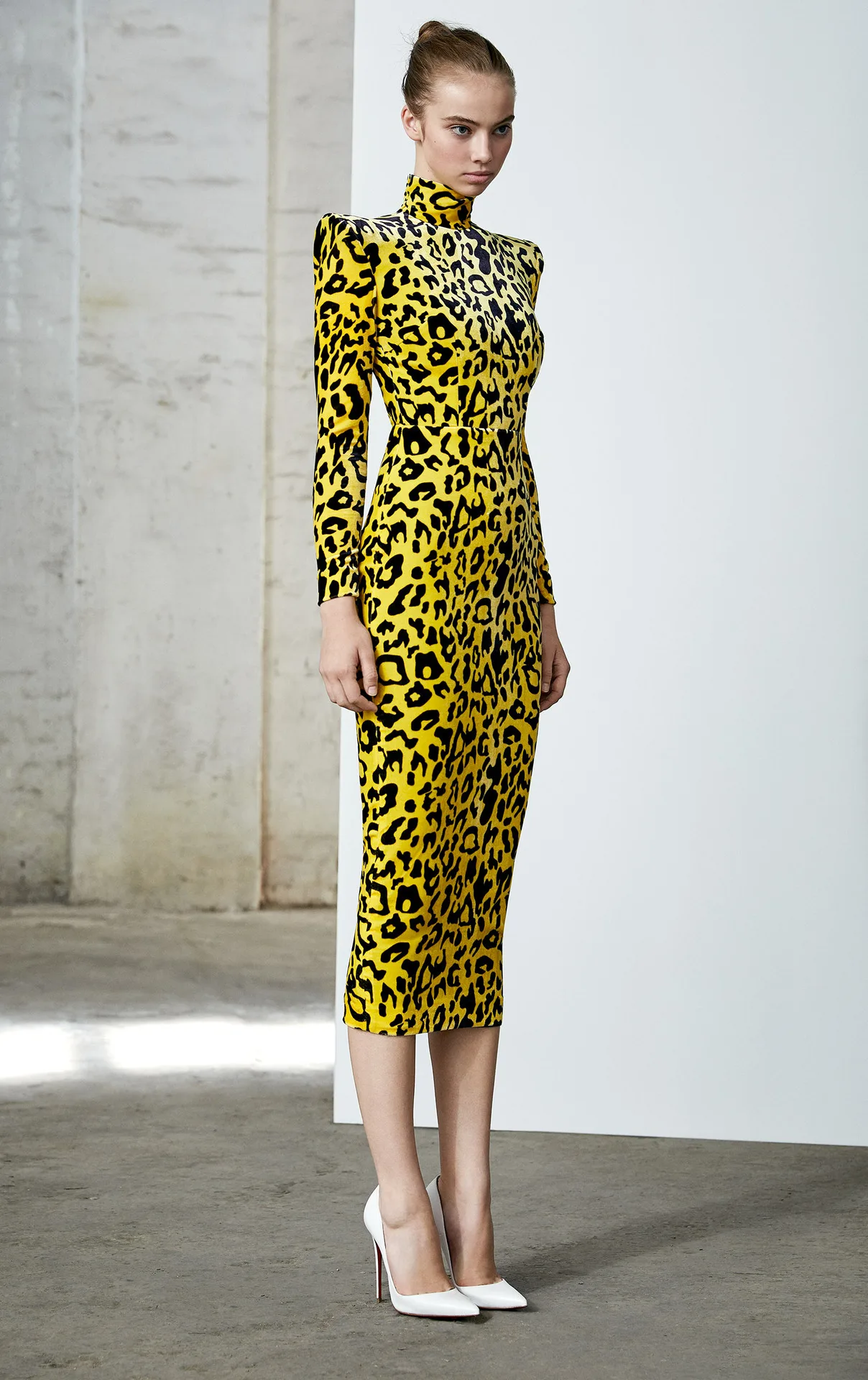 Long Sleeve Collar Leopard Print Velvet Slim One Piece Dress Sexy Style Dress Evening Midi 19 Winter New Women