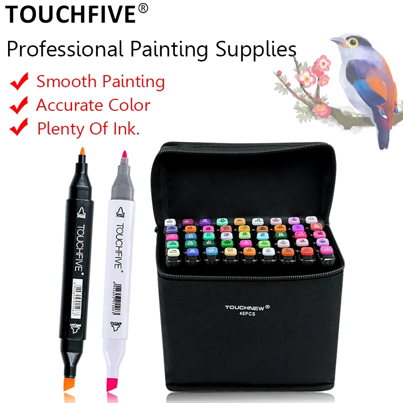 TOUCHFIVE 30/40/60/80/108/168 Colors Standard Markers Dual Tip Art Marker Pens Fine Liner Markers