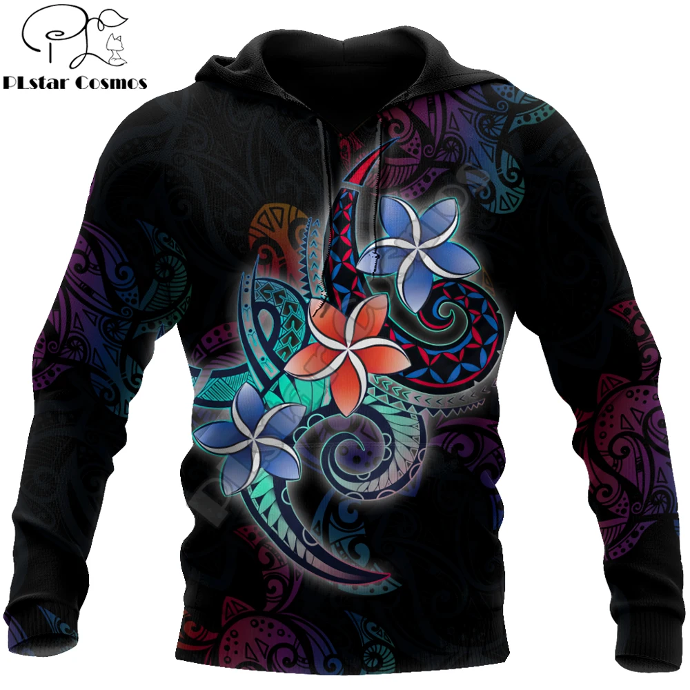Polynesian Plumeria Flower And Turtle Tattoo  3D Printed Autumn Men Hoodies Unisex Casual Pullover Zip Hoodie Streetwear DW0563