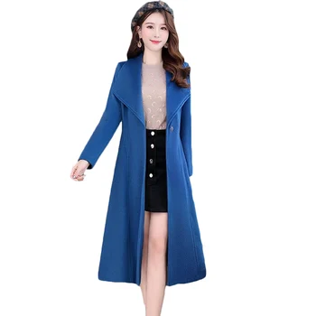 

Women Wool Plaid Long Coat Fashion Woollen Overcoat Loose Outwear Female Winter Loose Warm Wool Blends Elegant Parka 001