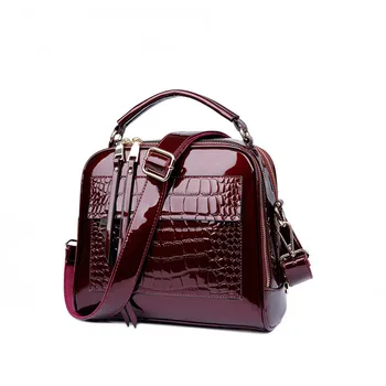

DAUNAVIA 2020 Designer Crocodile Pattern Patent Leather Women Shoulder Bags Handbags Quality Oil Pu Women Messenger Bag Ladies