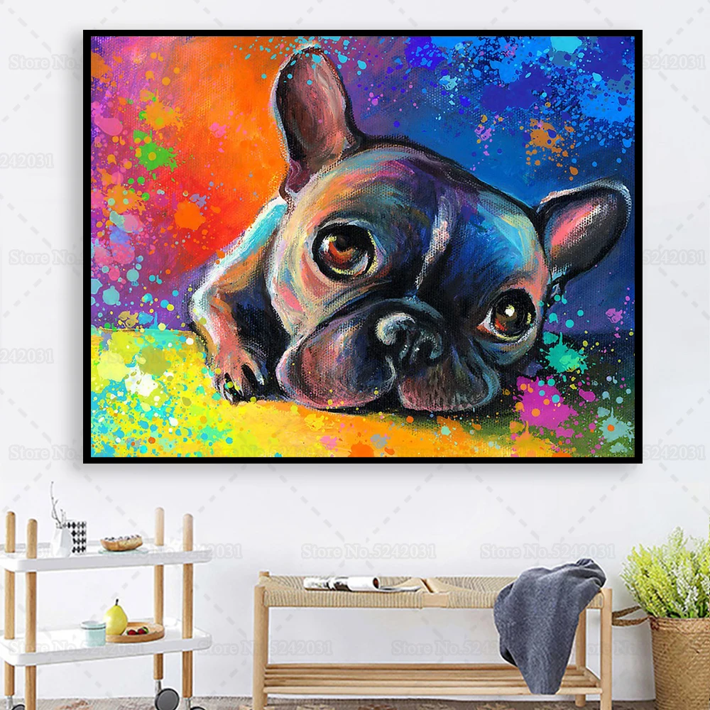 

Colorful French Bulldog 5D Diamond Painting Bouledogue Bulldog Frances Diamond Embroidery Cross Stitch for Home Decoration