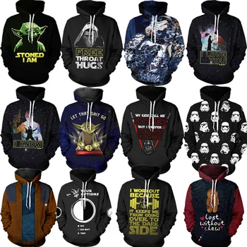 

Star Wars Costume Luke Sweatshirts Cosplay Autumn men and women anime 3D Printing zipper Jacket Anime Hooded sweater
