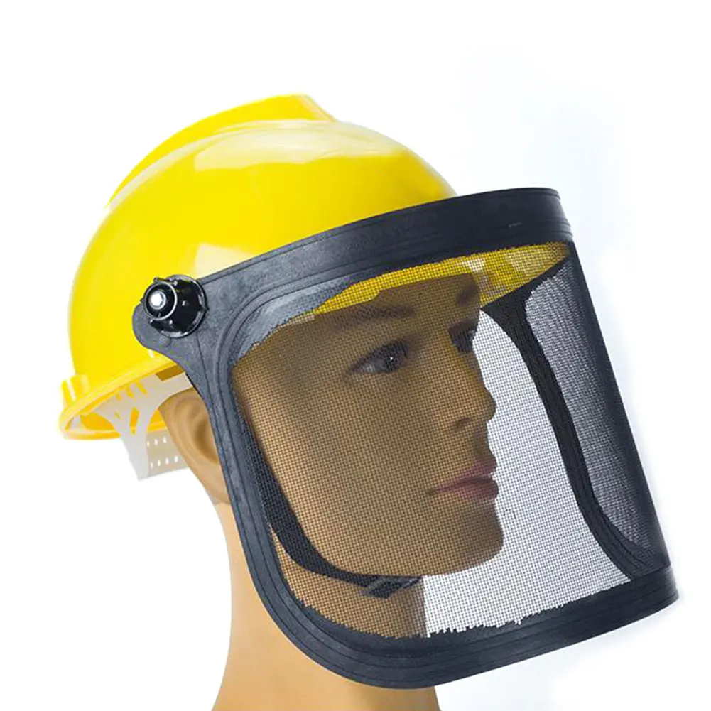 

Helmet Workplace Outdoor Forestry Protective Mask 180 Degrees Adjustable Garden Hat Metal Visor Safety Grass Trimmer