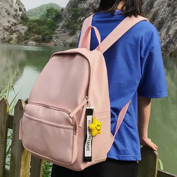 

Women's Multi-Function School Backpack Outdoor Simple Zipper School Backpack Small Contrast Color Travel Bag Bolsa Mochila Mujer