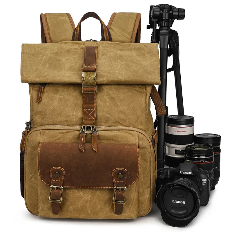 Retro à Prova Mochila de Couro Bolsa da Câmera para Canon Fotografia Dbatiágua Batik Lona Apto 15.4 Polegada Portátil Nikon Dslr - Image 5