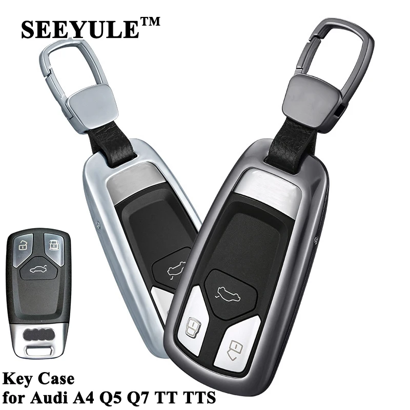

1pc SEEYULE Top Grade Aluminum Alloy Car Key Case Cover Key Shell Protector Styling Car Accessories for Audi A4 A5 Q5 Q7 TT TTS