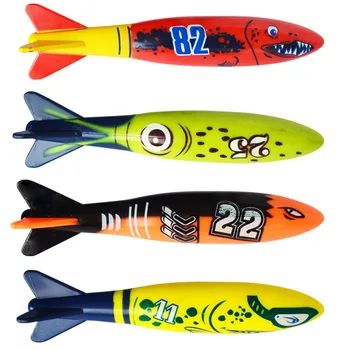 

4pcs Kids Toy Set Summer Dive Children Unisex Torpedo Rocket Throwing Underwater Swimming Pool Random Color Diving Game Sticks