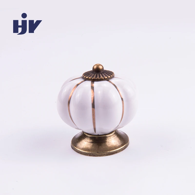 Керамические ручки тыквенные ручки для шкафа ручки с одним отверстием мебельная фурнитура кухонная ручка 8 цветов - Цвет: WC-CNPMWHT