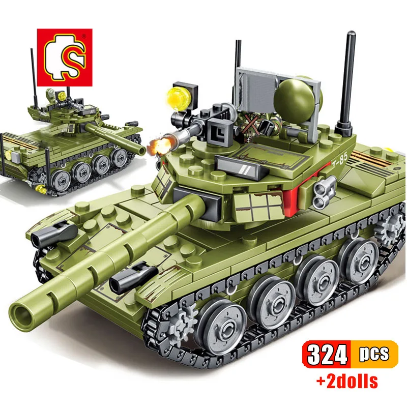 

SEMBO 324pcs Military Main Battle Tank Building Blocks Compatible Army Soldier Weapon Bricks Educational Toys for Children Gift