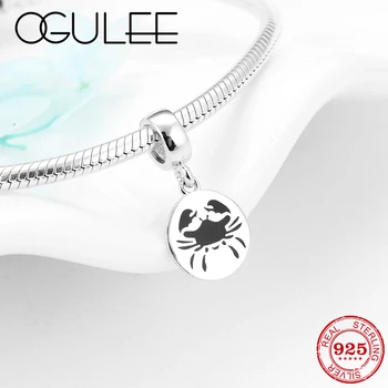 

Real 925 Sterling Silver 12 Constellation Luckly Cancer Beads charms Pendants Fit Original Pandora Bracelet Charm Jewelry making