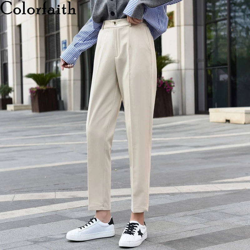 Брюки Colorfaith женские с завышенной талией элегантные свободные офисные штаны до