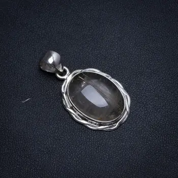 

Natural Golden Rutilated Quartz Handmade Indian 925 Sterling Silver Pendant 1 1/2" T0387