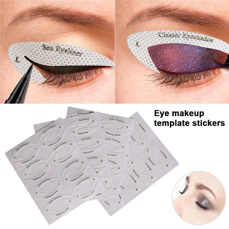 4 Hojas de maquillaje de ojos de plantillas delineador de ojos conformación de la plantilla para las cejas de sombra de ojos maquillaje plantilla herramienta estilo guía de dibujo
