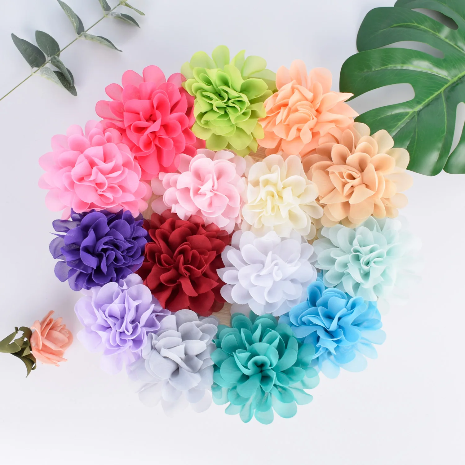 10pcs/lot 10cm Chiffon Flowers DIY Hairband Accessories Without Clips Handmade Fabric Flower Woman Wedding Wristband Accessory | Дом и сад