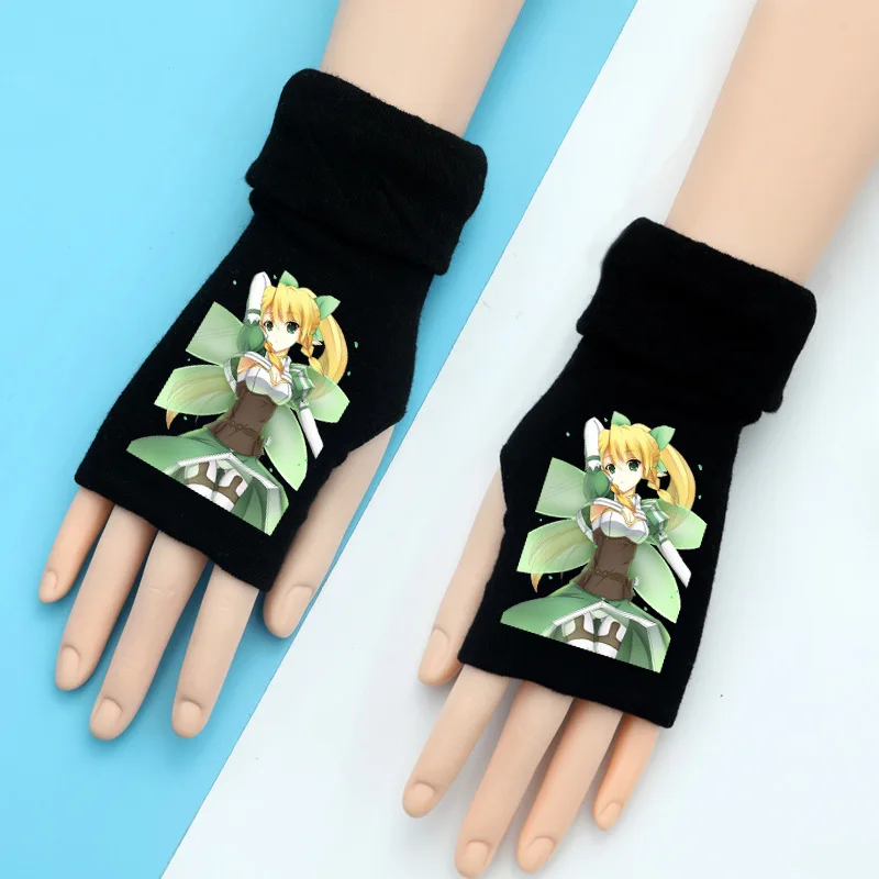Sword Art Online вязаные перчатки SAO Kirito, теплые хлопковые рукавицы на запястье, модные аксессуары для косплея, подарок на зиму