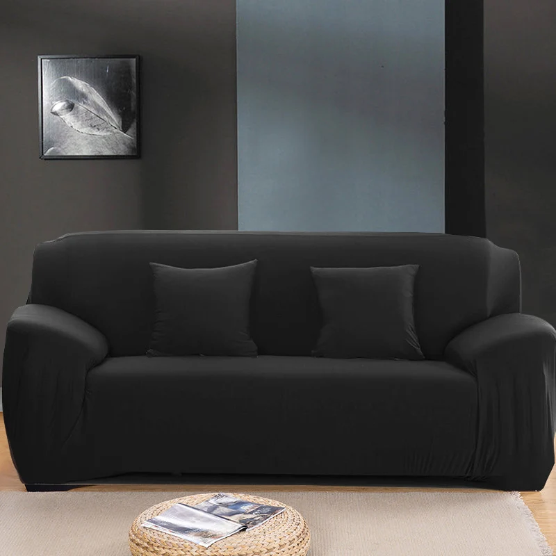 Однотонные Чехлы для дивана с узором, эластичные Чехлы для дивана для гостиной, чехлы для дивана, чехлы для дивана, полотенца, кресла, чехлы для дивана - Цвет: black