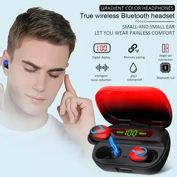 

New Style Bluetooth 5.0 Earphones LED Display 8D Stero Waterproof Not Delay Game Sports Headsets With 1500mAh Charging Case