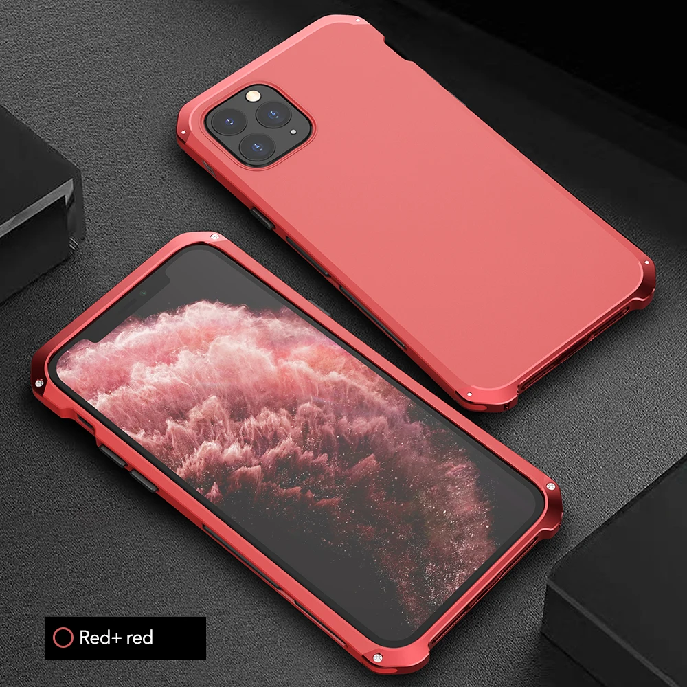 Metal Bumper Case For iPhone 11 Pro Max Metal Heavy Duty Frame Cover For iPhone 11Pro 11 Anti-knock ShockProof Protection Cases - Цвет: Red