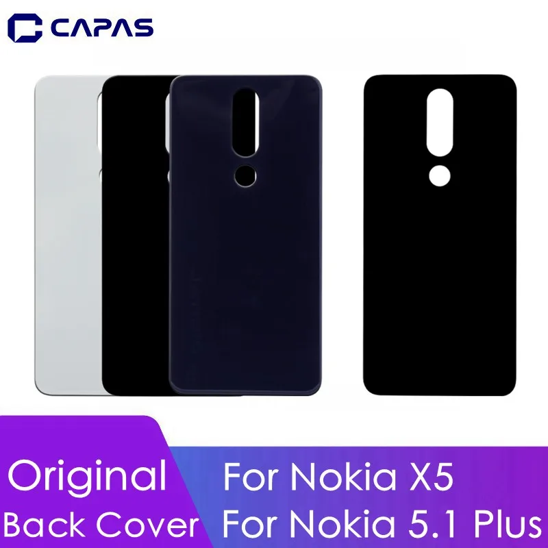 Чехол для Nokia 5,1 Plus, задняя крышка, стекло+ пластик, PC, для Nokia X5, задняя крышка батареи, запасные части для замены